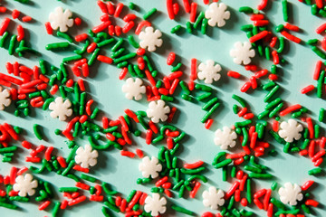 Christmas sugar sprinkles background.