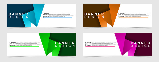 Set of abstract vector banners design. Collection of web banner template. modern template design for web, ads, flyer, poster with 4 different colors on grey background