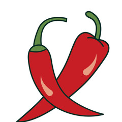 Chilli Icon Vector in Color Simple Design