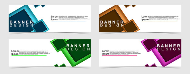 Set of abstract vector banners design. Collection of web banner template. modern template design for web, ads, flyer, poster with 4 different colors on grey background © Qeishara