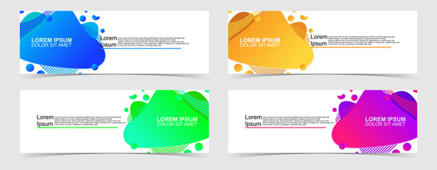 Set of abstract vector banners design. Collection of web banner template. modern template design for web, ads, flyer, poster with 4 different colors on grey background
