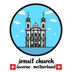 Circle icon line Jesuit Church. vector illustration