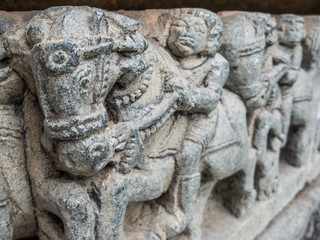 Fototapeta na wymiar Intricate carvings at the temple of Somanathaour, Karnataka