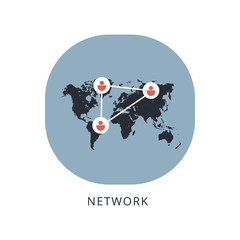 Global structure networking and data connection concept. Social network communication in the global computer networks.