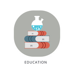 Education and graduation. Reading, e-book, literature, encyclopedia. Vector illustration in flat style