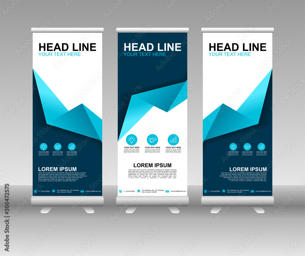 Canvas Prints blue roll up banner stand. vertical vector template design. modern flag banner design with abstract 