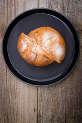 Loaf of bread cut in half