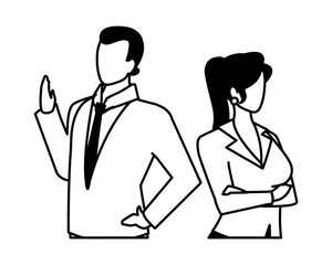 business couple faceless on white background