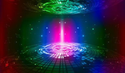 Dazzle color technology background interface hologram, Internet technology interface creative...