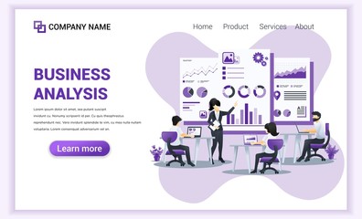Obraz na płótnie Canvas Business analysis concept with characters. Auditing, Financial consulting. Can use for web banner, landing page, web template. Flat vector illustration