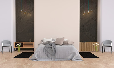 luxury bedroom white shade 3d rendering