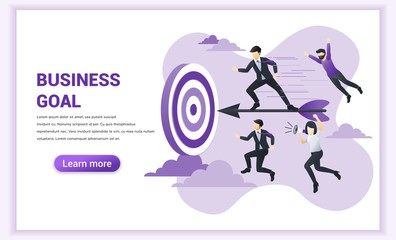 Business concept. Businessman standing on dart to achieve business goal. Can used for web banner, infographics, landing page, web template. Flat vector illustration