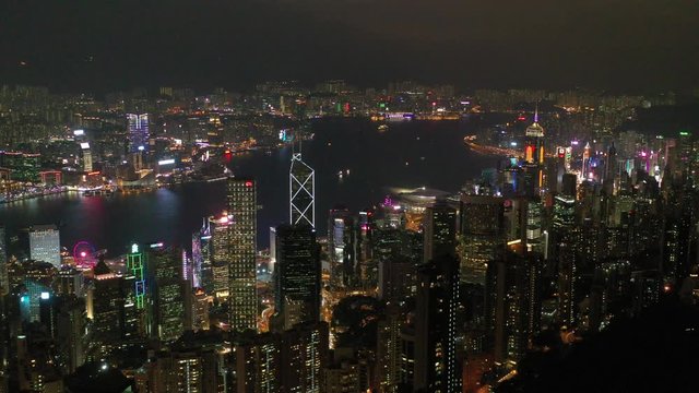 Aerial view of Hong Kong Skyline at night 
