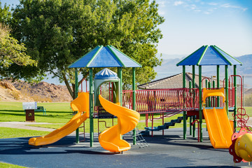 Morning view of the playground of Bighorn Park