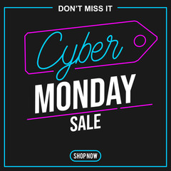 cyber monday sale line concept banner for poster, flyer and store advertising