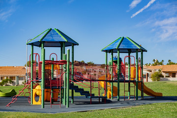 Morning view of the playground of Bighorn Park