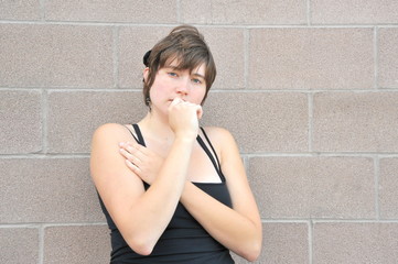 Naklejka premium Plus size female beauty expressions outside.