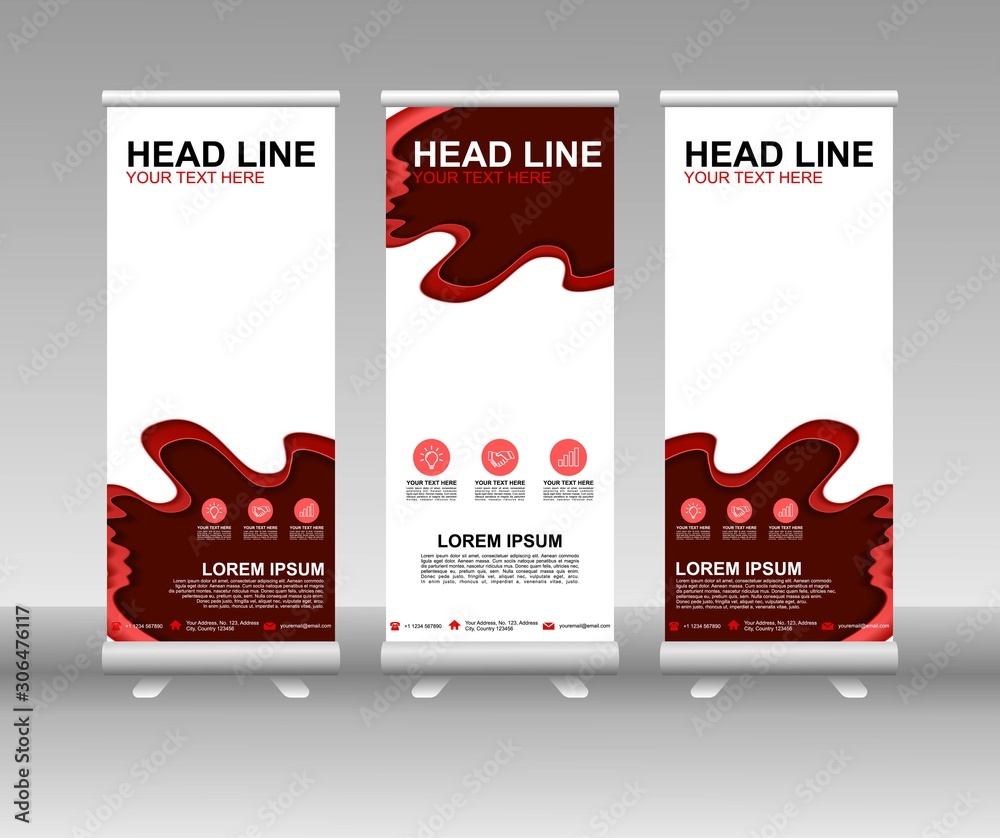Canvas Prints red roll up banner stand. vertical vector template design. modern flag banner design with abstract b