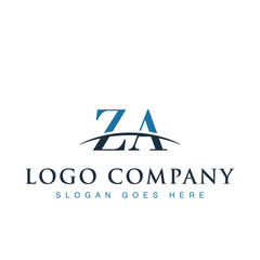 Initial letterZA , overlapping movement swoosh horizon logo company design inspiration in blue and gray color vector	