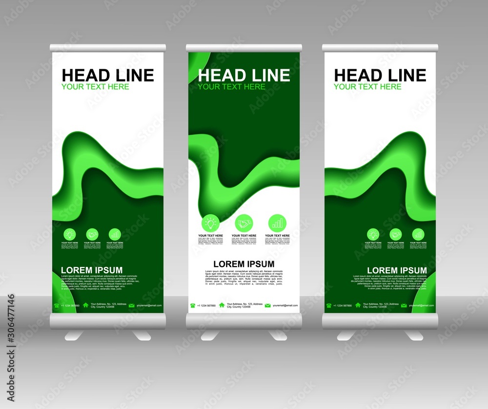 Canvas Prints roll up banner stand. vertical vector template design. modern flag banner design with abstract backg