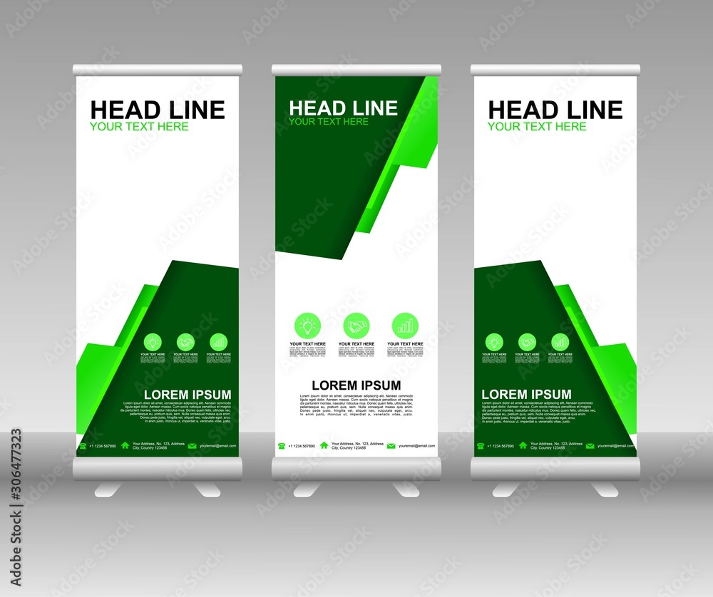 Canvas Prints roll up banner stand. vertical vector template design. modern flag banner design with abstract backg