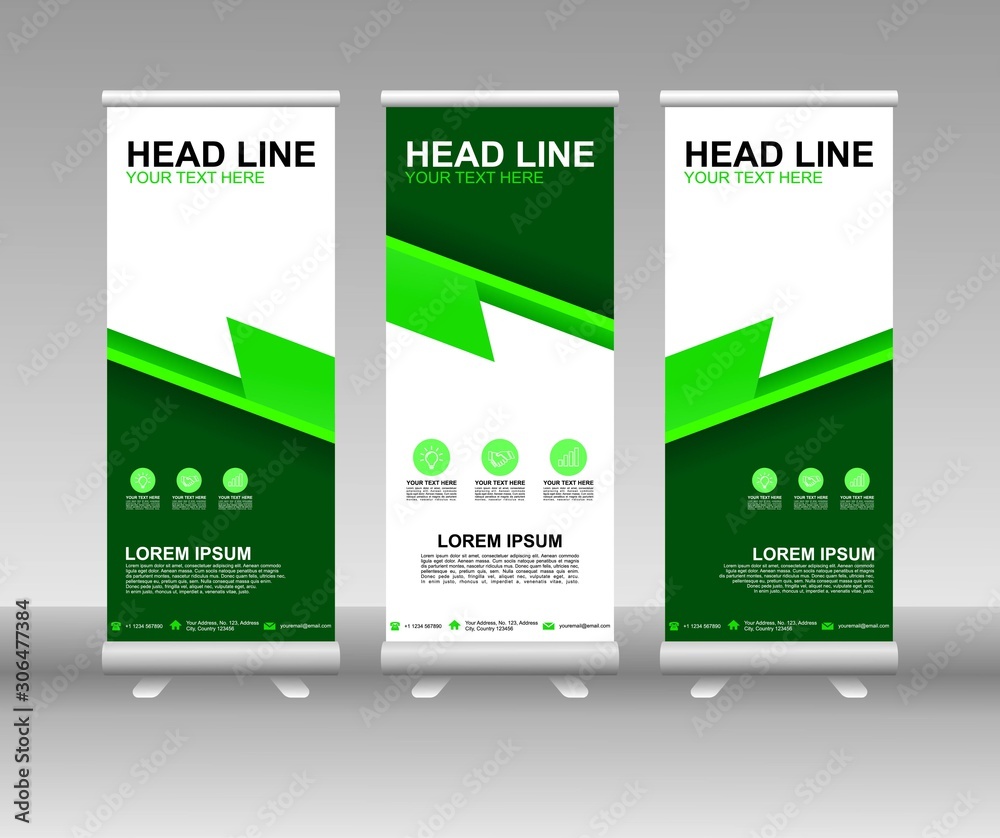 Canvas Prints roll up banner stand. vertical vector template design. modern flag banner design with abstract backg