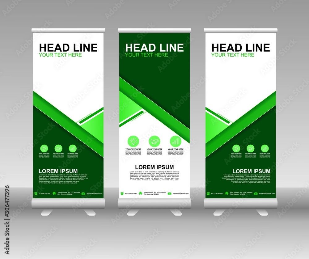 Canvas Prints roll up banner stand. vertical vector template design. modern flag banner design with abstract backg
