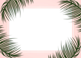 Fototapeta na wymiar Palm leaves decorated on the soft pastel color background
