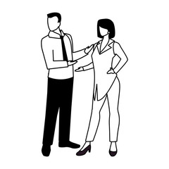 business couple standing on white background