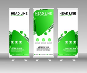Roll up banner stand. Vertical Vector template design. Modern Flag Banner Design with abstract background can be used for Annual Report, Cover, Flyer, Magazine, Presentation, Poster, Website