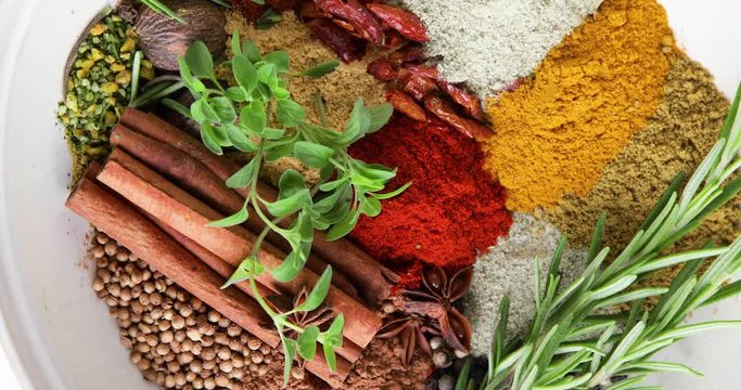 Different kind of spices in bowl for cooking