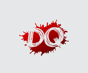  Initial D, Q and DQ flat splatter logo icon. Abstract ink splash design.