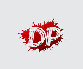  Initial D, P and DP flat splatter logo icon. Abstract ink splash design.