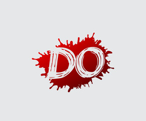  Initial D, O and DO flat splatter logo icon. Abstract ink splash design.