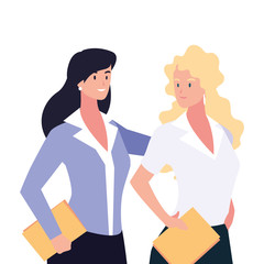 cute businesswomen with various views, poses and gestures