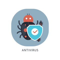 Computer icon flat bug virus antivirus icon flat bug virus antivirus notebook web flat illustration chat social network connection coding program technology pc display designer