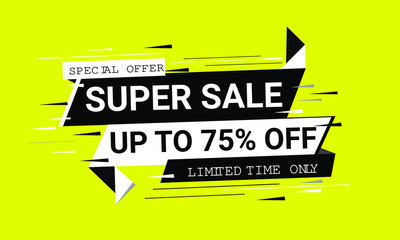 Super Sale Up 75% Off Banner For Business  Offer 