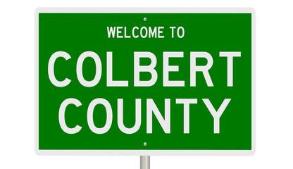 Rendering of a 3d green highway sign for Colbert County