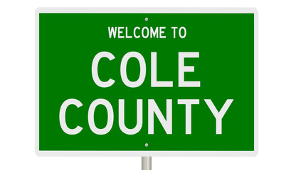 Rendering of a 3d green highway sign for Cole County