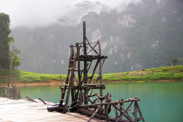 Junping tower stand in front of water and ready for people jump.