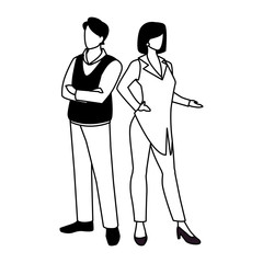 business couple standing on white background