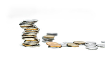Stacked COINS are displayed on a white background