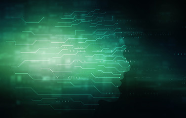 2d illustration digital Artificial mind concept