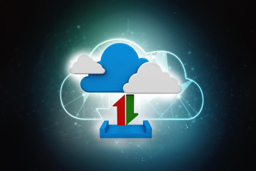 3d illustration Cloud with uploading downloading arrow 