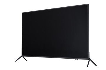 Obraz premium View of widescreen internet tv monitor isolated on white background