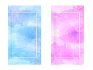 Blue and Pink Watercolor Effect Background.