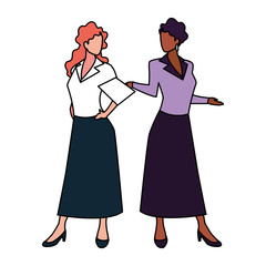 cute businesswomen with various views, poses and gestures