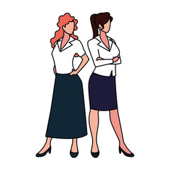 cute businesswomen with various views, poses and gestures