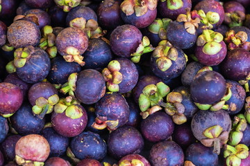 ฺฺBackground texture details of thai Healthy fruit fresh mangosteen at thailand market