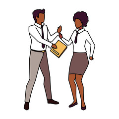 business couple standing on white background